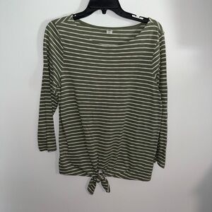 Old Navy Olive Striped Long Sleeve Top